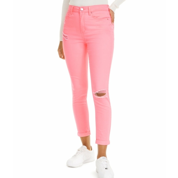 NWT Tinseltown juniors Pink Neon Wash Skinny Jeans - Picture 1 of 1